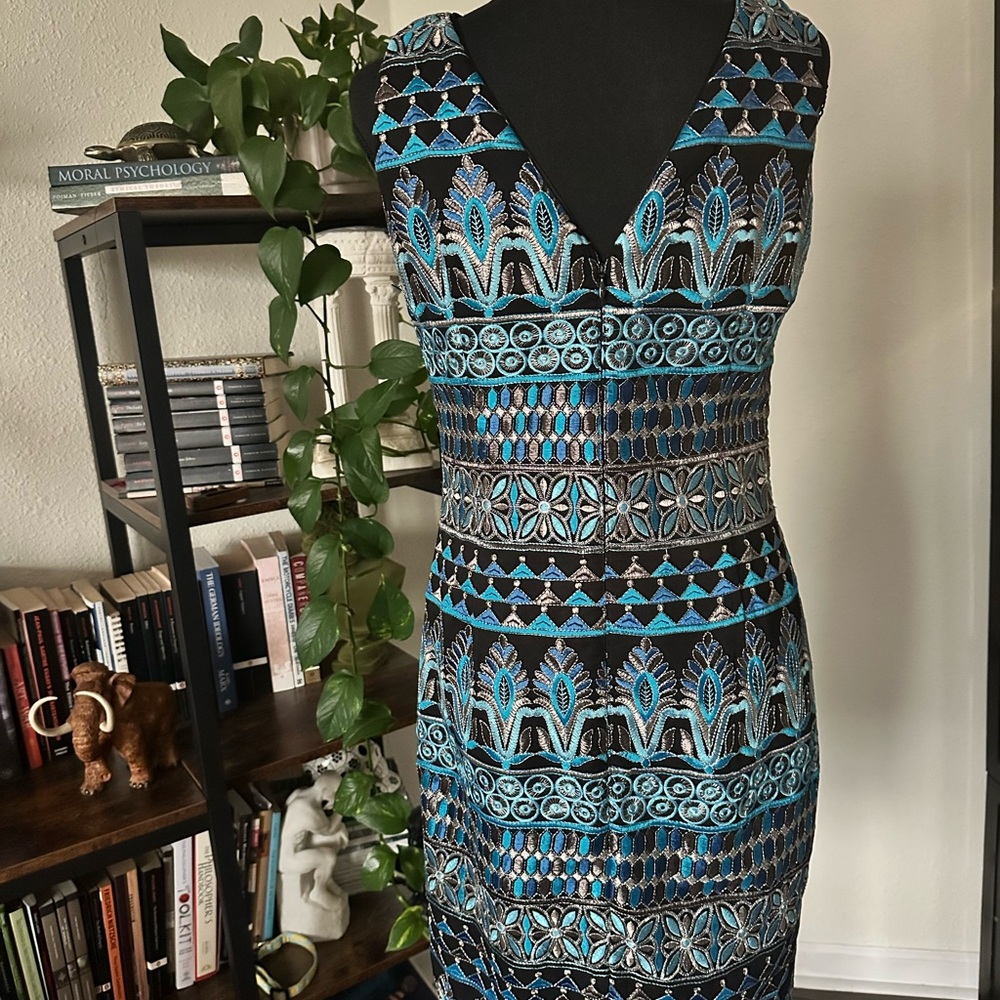 White House Black Market Embroidered Patterned Dress - Picture 4 of 8